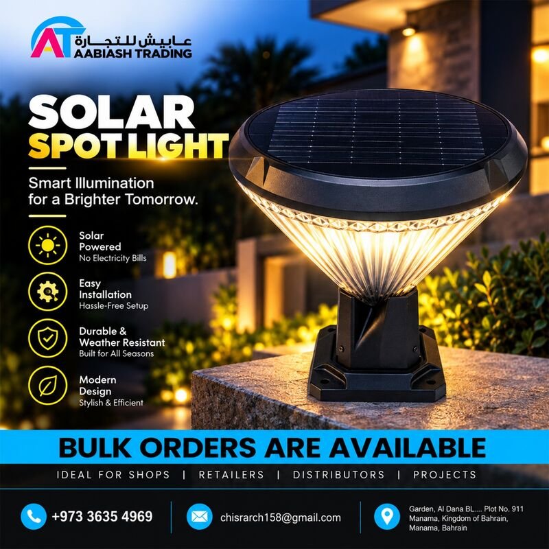 Round Solar Pillar Lamp — bulk orders available in Bahrain